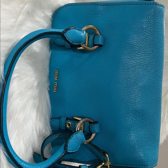 Miu Miu Madras Light Blue Leather-Used Twice - Picture 4 of 16